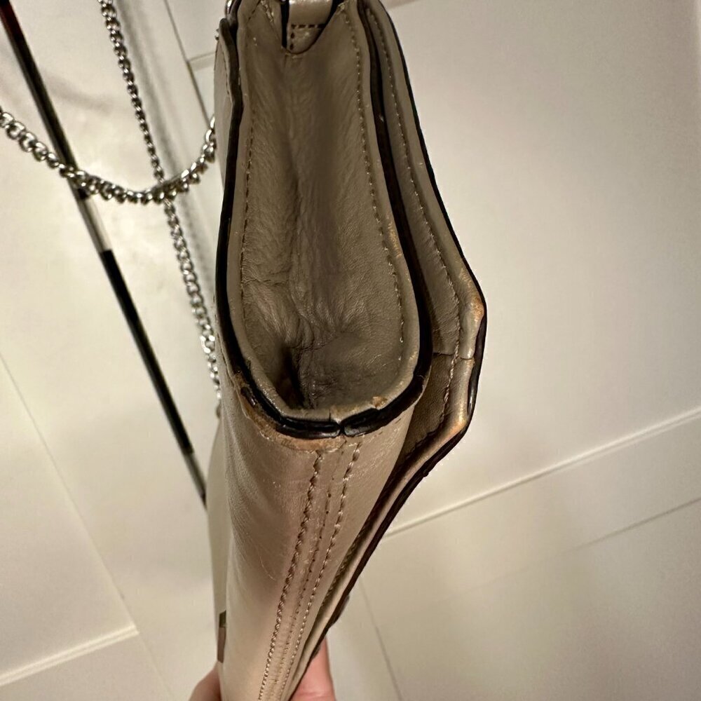 Rebecca Minkoff Leather Love Clutch Handbag WOC Mink Chain Strap - Picture 9 of 9